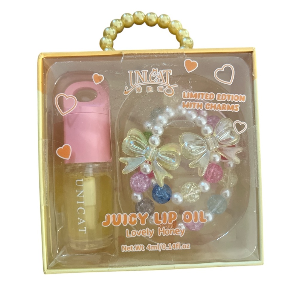 Unicat Juicy Lip Oil - Lovely Honey & Charm Keychain